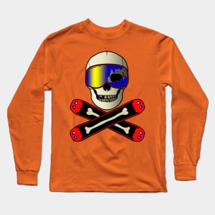 Snowboard Winter Sports Pirate Skull Bones Long Sleeve T-Shirt